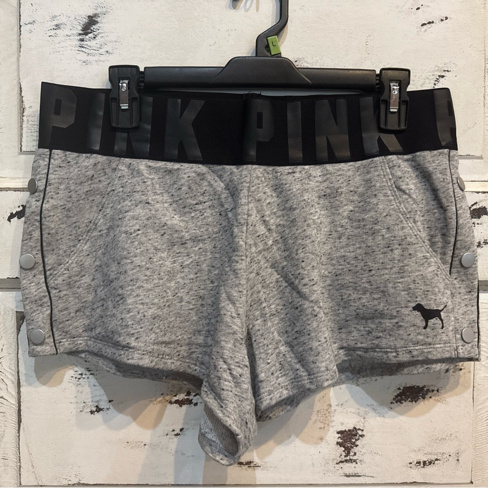 Gray Victoria’s Secret LOVE PINK Logo Shorts Lg
